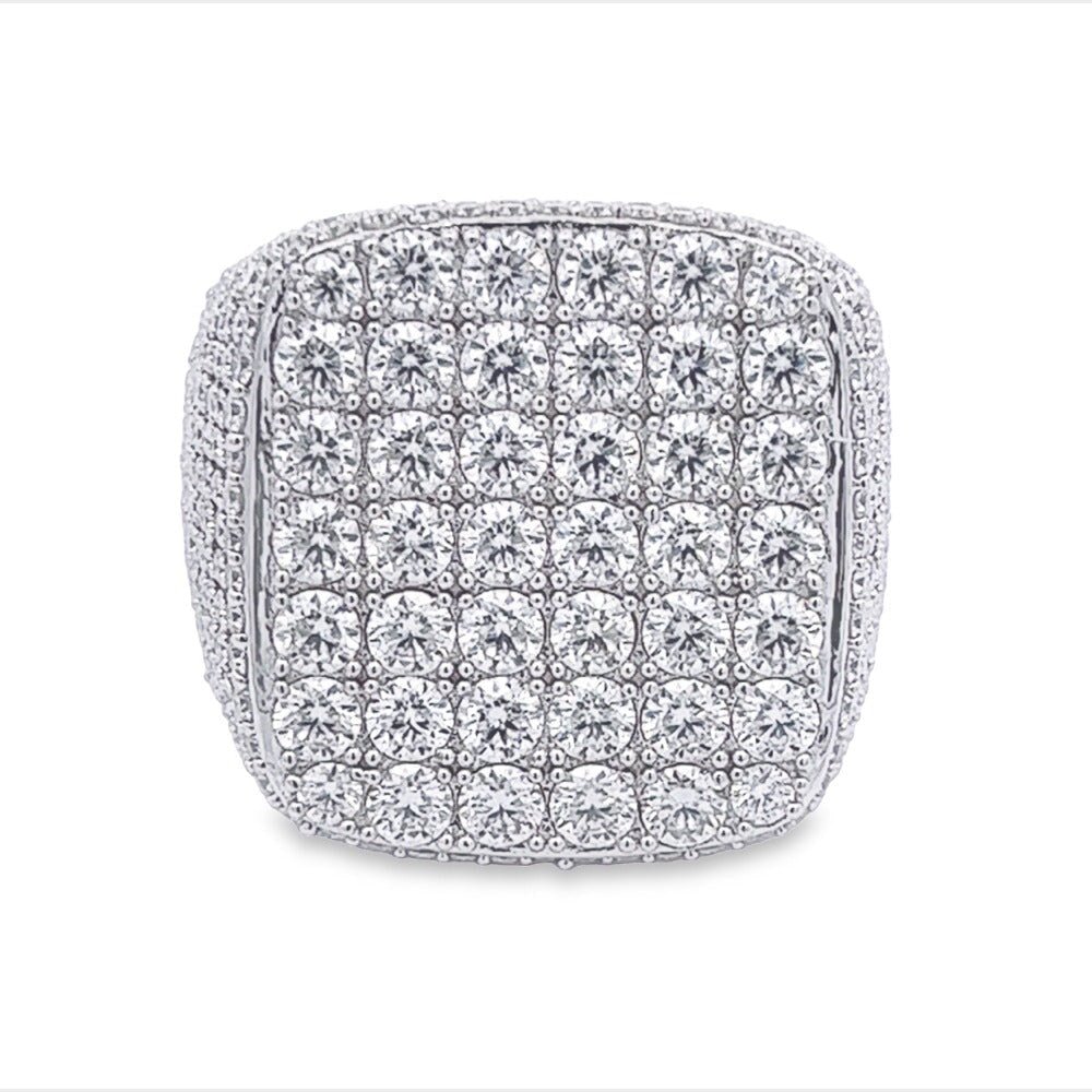 Large Cushion Iced Out VVS Moissanite Ring .925 Sterling Silver Yellow Gold 7 HipHopBling