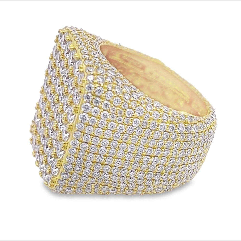 Large Cushion Iced Out VVS Moissanite Ring .925 Sterling Silver Yellow Gold 7 HipHopBling