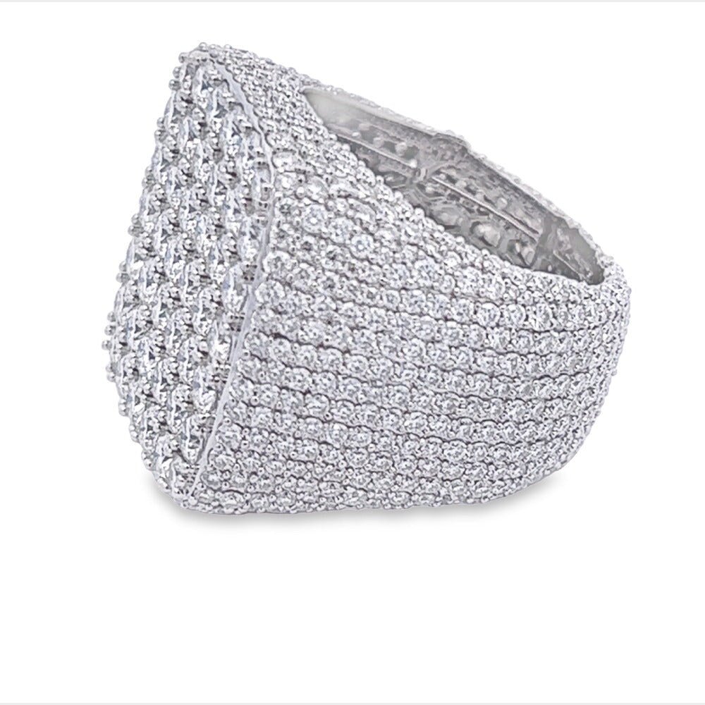 Large Cushion Iced Out VVS Moissanite Ring .925 Sterling Silver Yellow Gold 7 HipHopBling