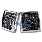 Large Deep Box Black CZ Micropave Earrings .925 Silver HipHopBling