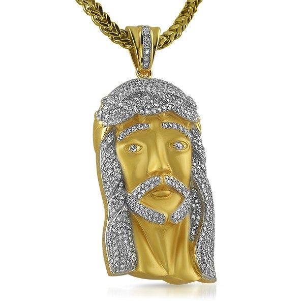 Large Gold Jesus Piece .925 Sterling Silver HipHopBling