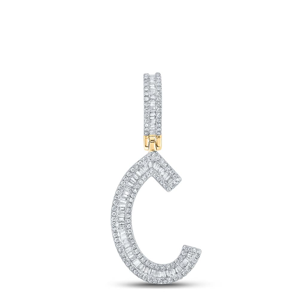 Large Initial Letter Baguette Diamond Pendant 10K Yellow Gold A - Z C HipHopBling