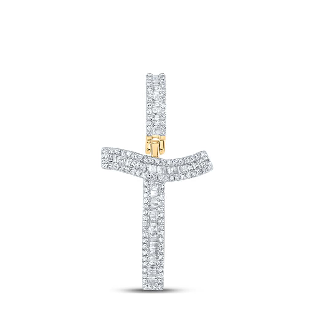 Large Initial Letter Baguette Diamond Pendant 10K Yellow Gold A - Z T HipHopBling