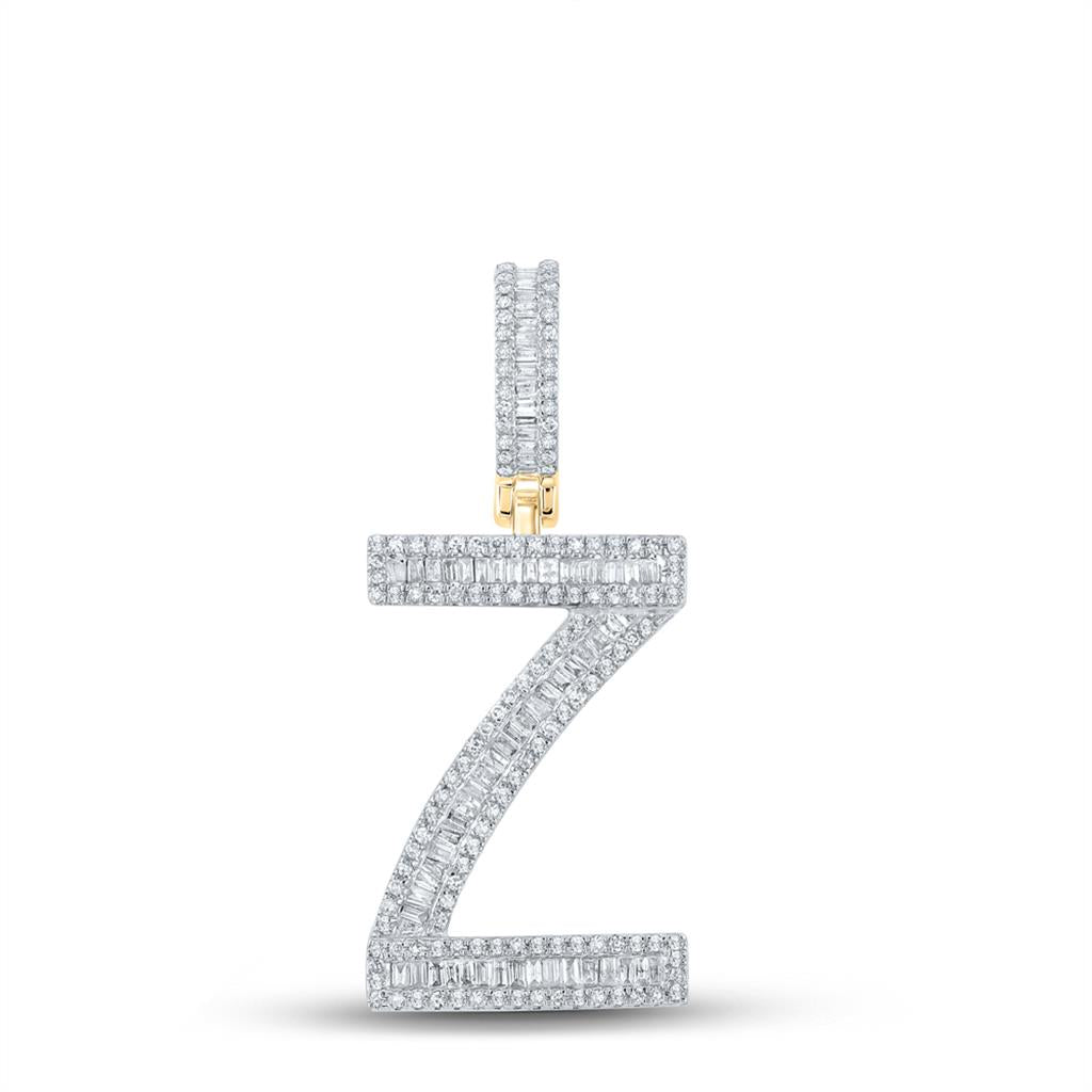 Large Initial Letter Baguette Diamond Pendant 10K Yellow Gold A - Z Z HipHopBling