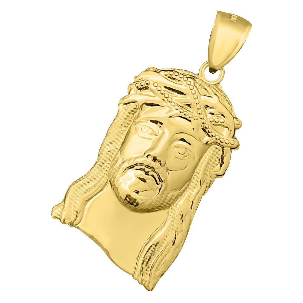 Large Jesus Piece 10K Yellow Gold Pendant HipHopBling