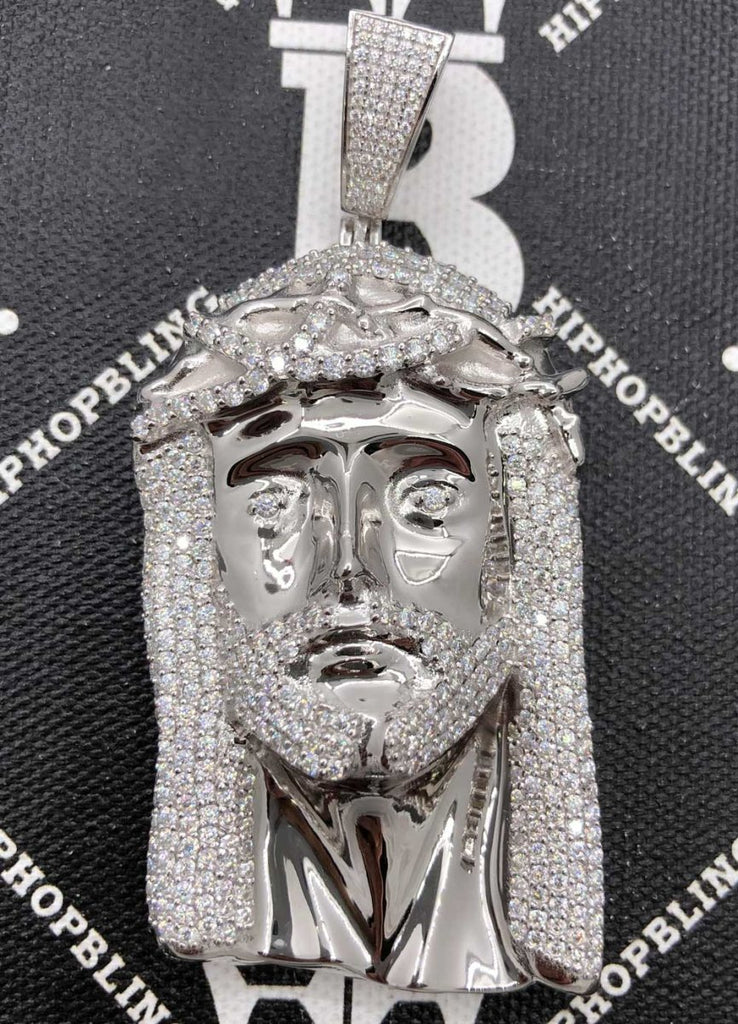 Large Jesus VVS 7.50cttw Moissanite Pendant .925 Sterling Silver HipHopBling