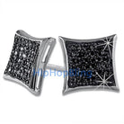 Large Kite Black CZ Micro Pave Earrings .925 Silver HipHopBling