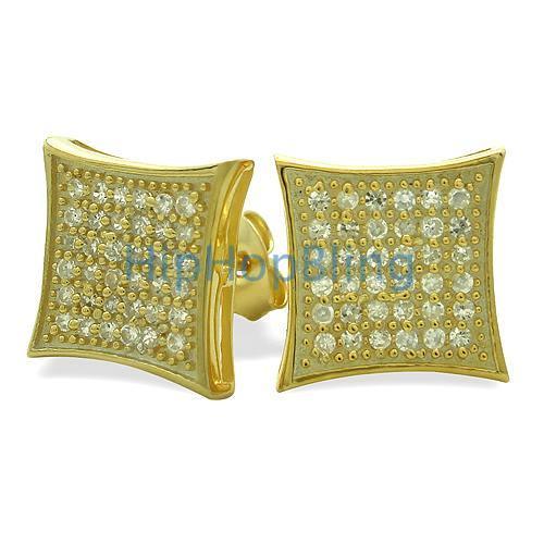 Large Kite Gold Vermeil CZ Micro Pave Earrings .925 Silver HipHopBling