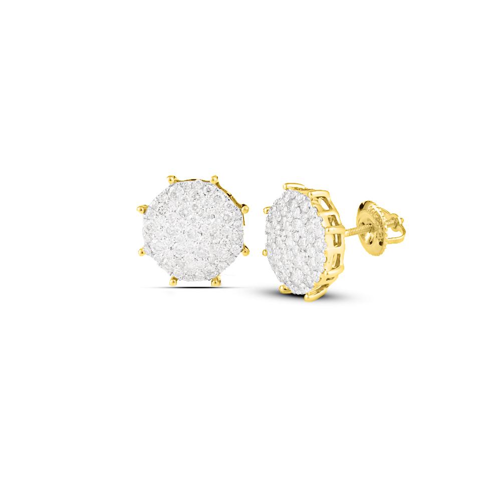 Large Pave Stud Diamond Earrings 1.25cttw 10K Yellow Gold HipHopBling