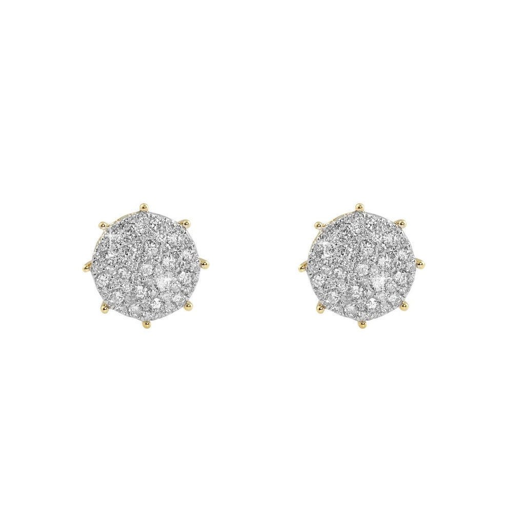 Large Pave Stud Diamond Earrings 1.25cttw 10K Yellow Gold HipHopBling