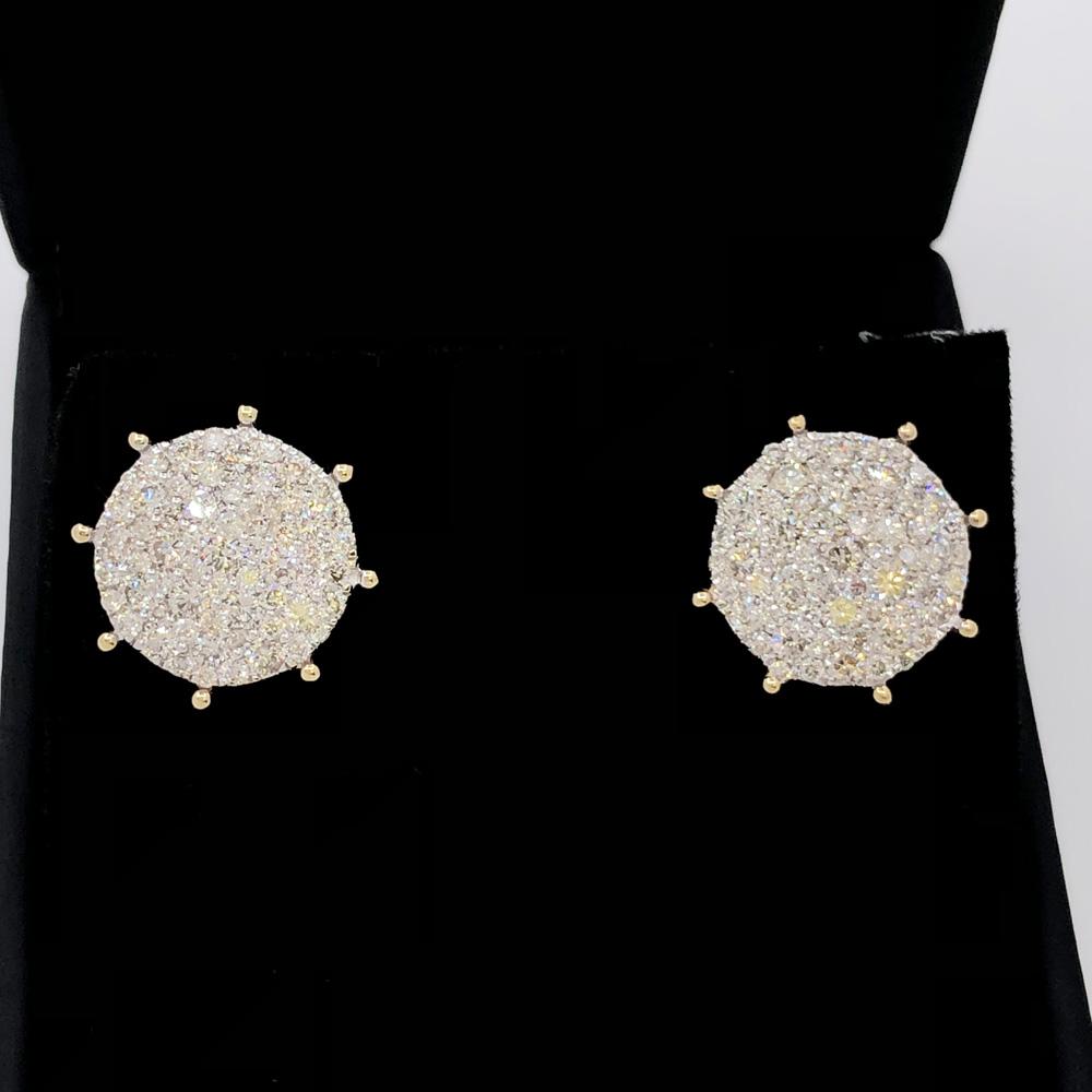 Large Pave Stud Diamond Earrings 1.25cttw 10K Yellow Gold HipHopBling