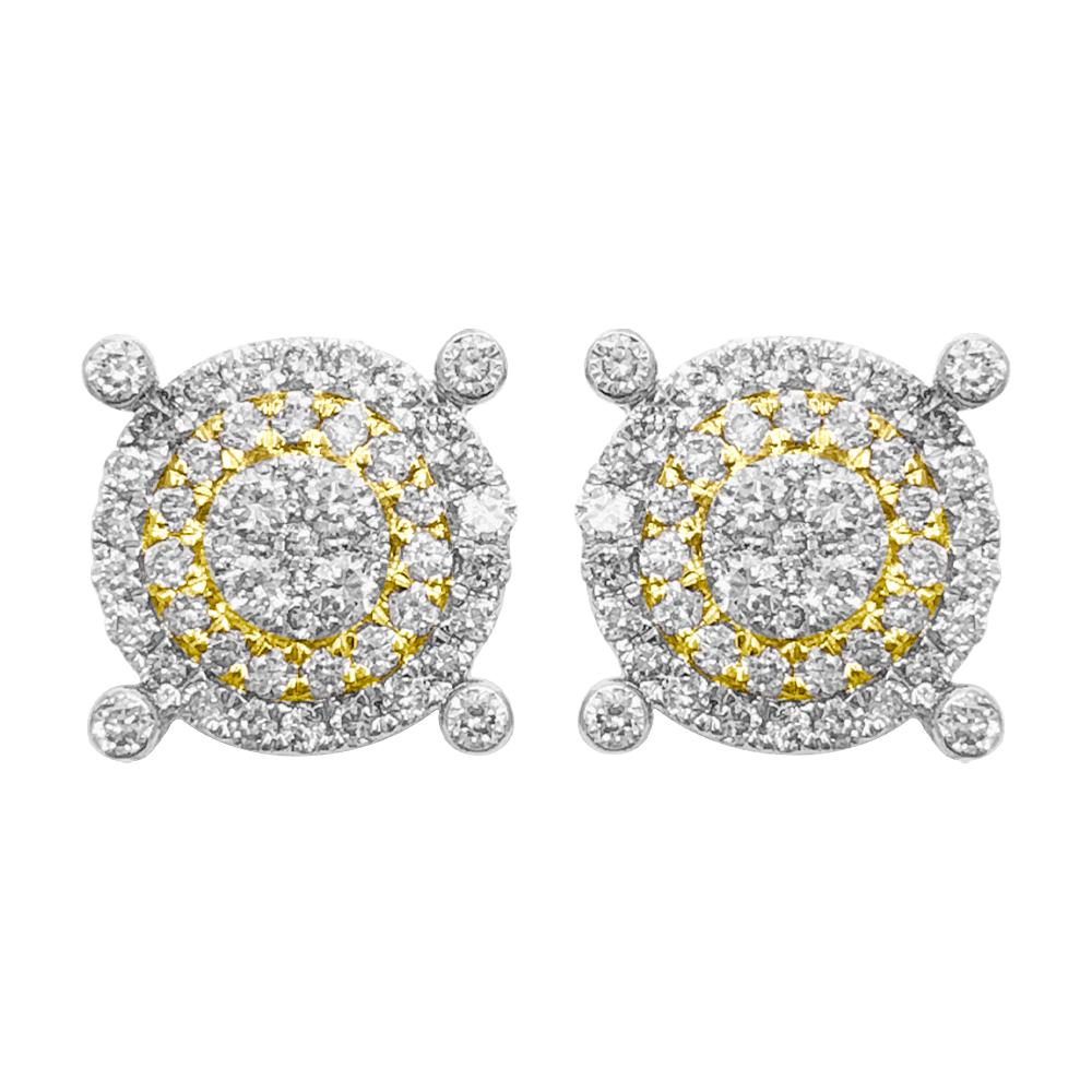 Large Pave Stud Diamond Earrings .69cttw 10K Yellow Gold HipHopBling