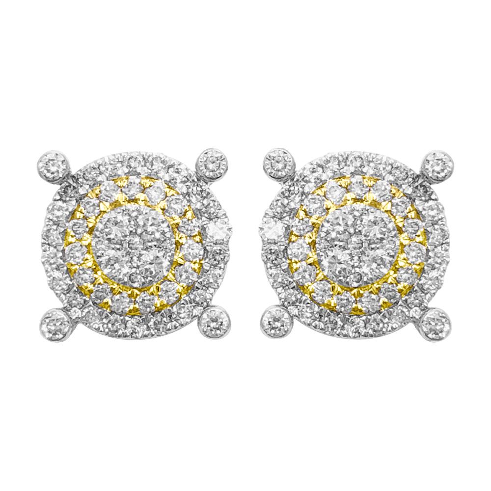 Large Pave Stud Diamond Earrings .69cttw 10K Yellow Gold HipHopBling