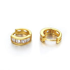 Large Princess Cut CZ Huggie Hoop Iced Out Earrings .925 Silver White Gold HipHopBling