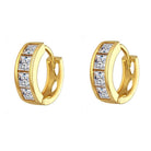 Large Princess Cut CZ Huggie Hoop Iced Out Earrings .925 Silver Yellow Gold HipHopBling