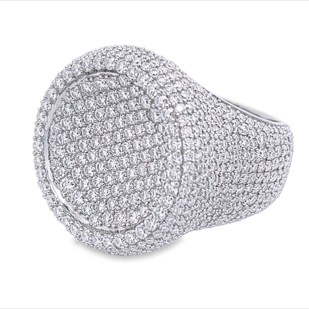 Large Round Pave Iced Out VVS Moissanite Ring .925 Sterling Silver HipHopBling