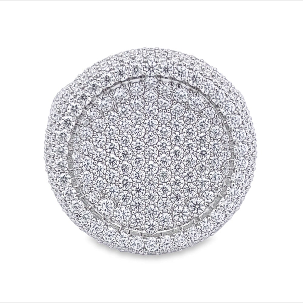 Large Round Pave Iced Out VVS Moissanite Ring .925 Sterling Silver HipHopBling