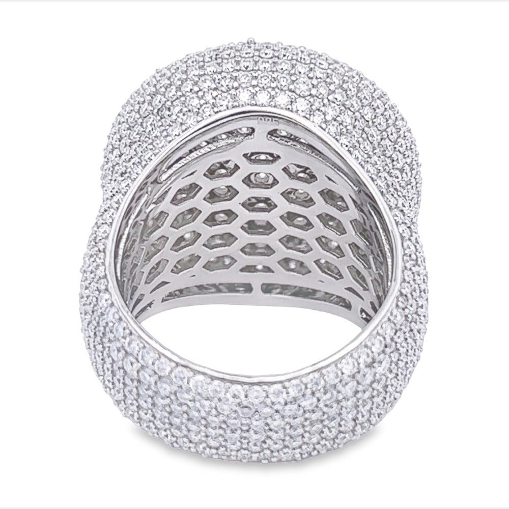 Large Round Pave Iced Out VVS Moissanite Ring .925 Sterling Silver White Gold 7 HipHopBling