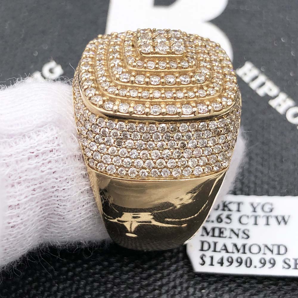 Layer Stacked Diamond Ring 2.65cttw 10K Yellow Gold HipHopBling
