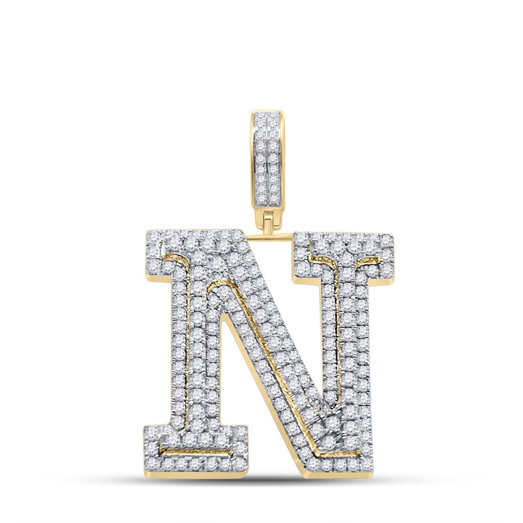 Layered A - Z Letter Initial Diamond Pendant 10K Yellow Gold A HipHopBling