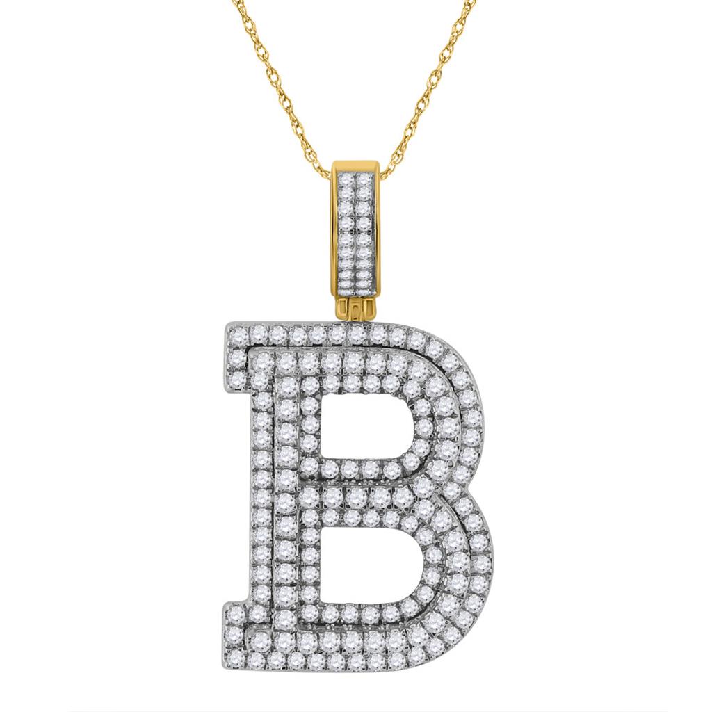 Layered A - Z Letter Initial Diamond Pendant 10K Yellow Gold A HipHopBling
