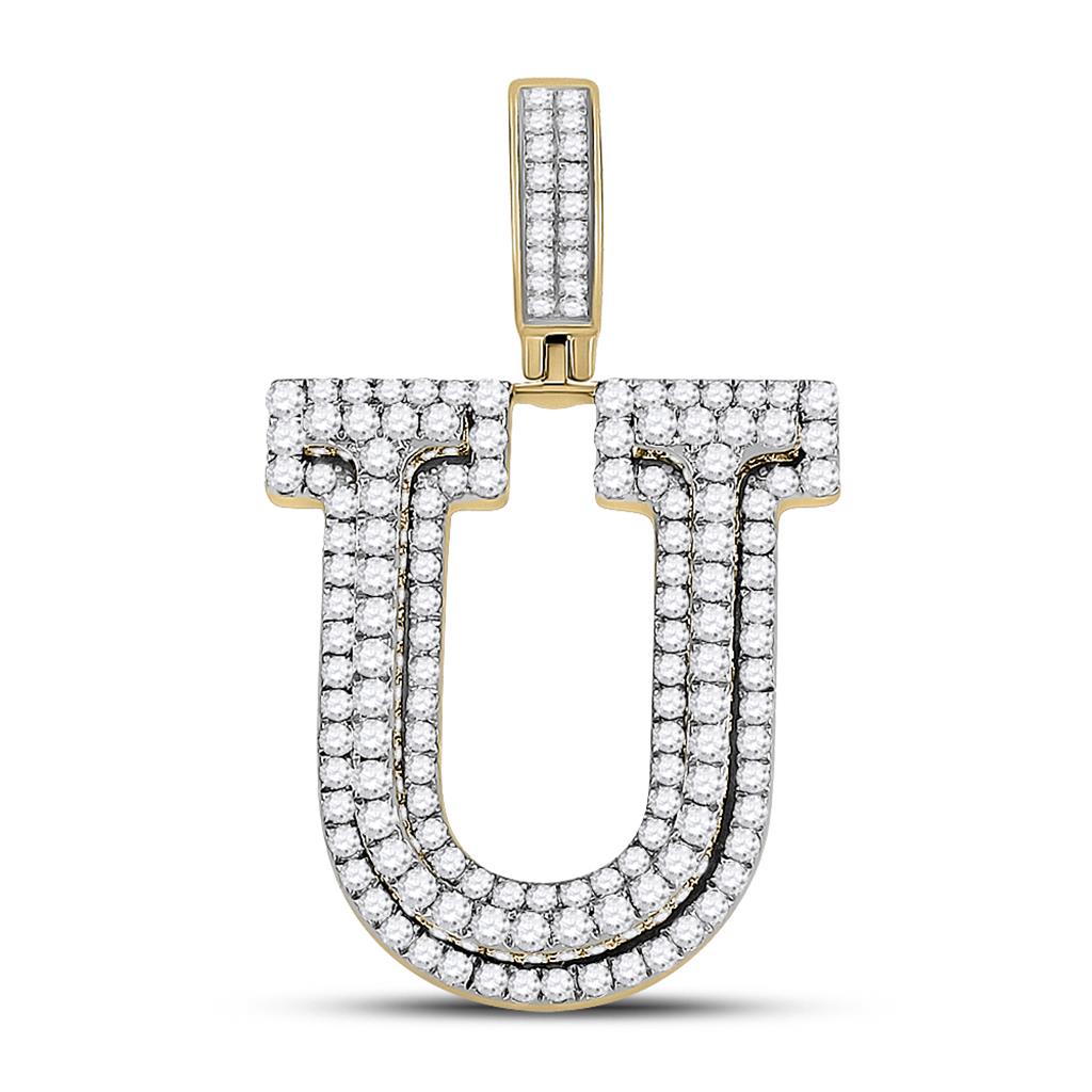 Layered A - Z Letter Initial Diamond Pendant 10K Yellow Gold A HipHopBling
