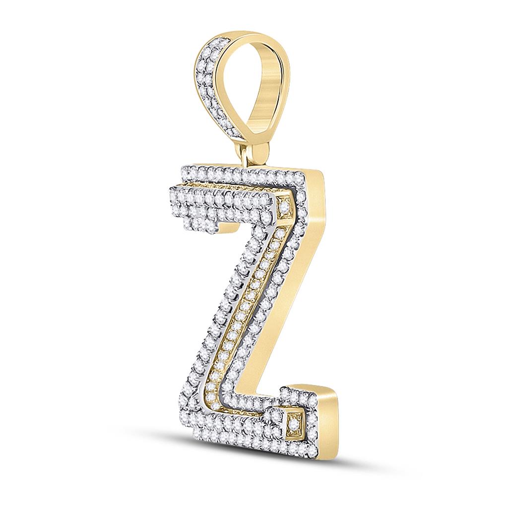 Layered A - Z Letter Initial Diamond Pendant 10K Yellow Gold A HipHopBling