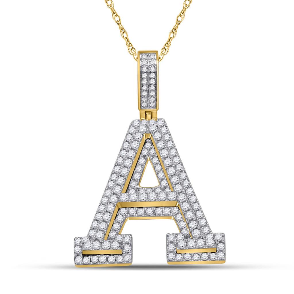 Layered A - Z Letter Initial Diamond Pendant 10K Yellow Gold A HipHopBling