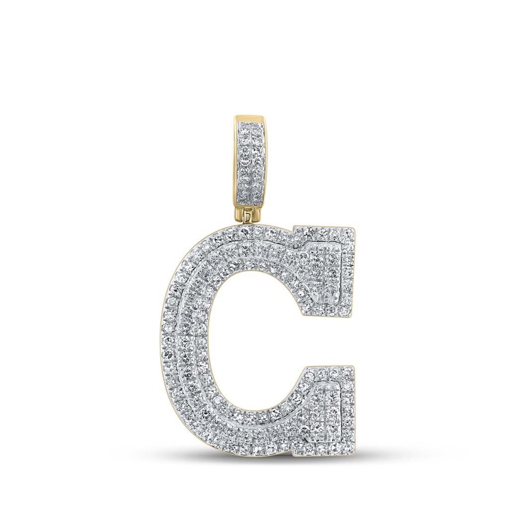 Layered A - Z Letter Initial Diamond Pendant 10K Yellow Gold A HipHopBling