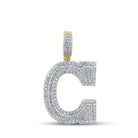 Layered A - Z Letter Initial Diamond Pendant 10K Yellow Gold A HipHopBling