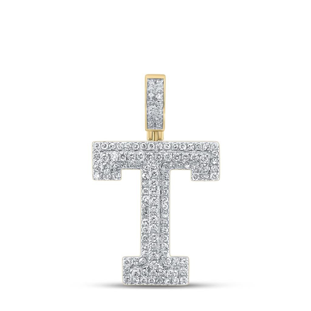 Layered A - Z Letter Initial Diamond Pendant 10K Yellow Gold A HipHopBling