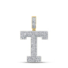 Layered A - Z Letter Initial Diamond Pendant 10K Yellow Gold A HipHopBling