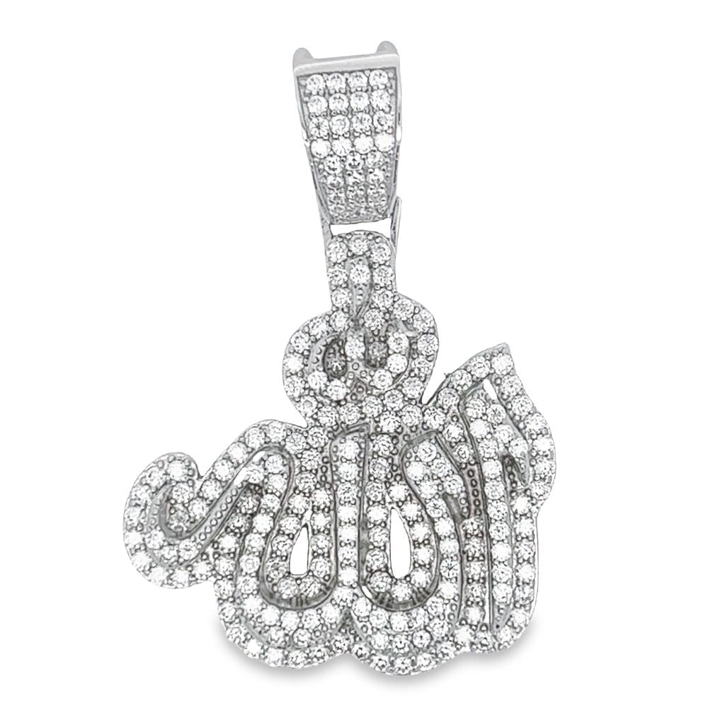 Layered Allah Arabic VVS Moissanite Pendant 4.47cttw .925 Sterling Silver HipHopBling