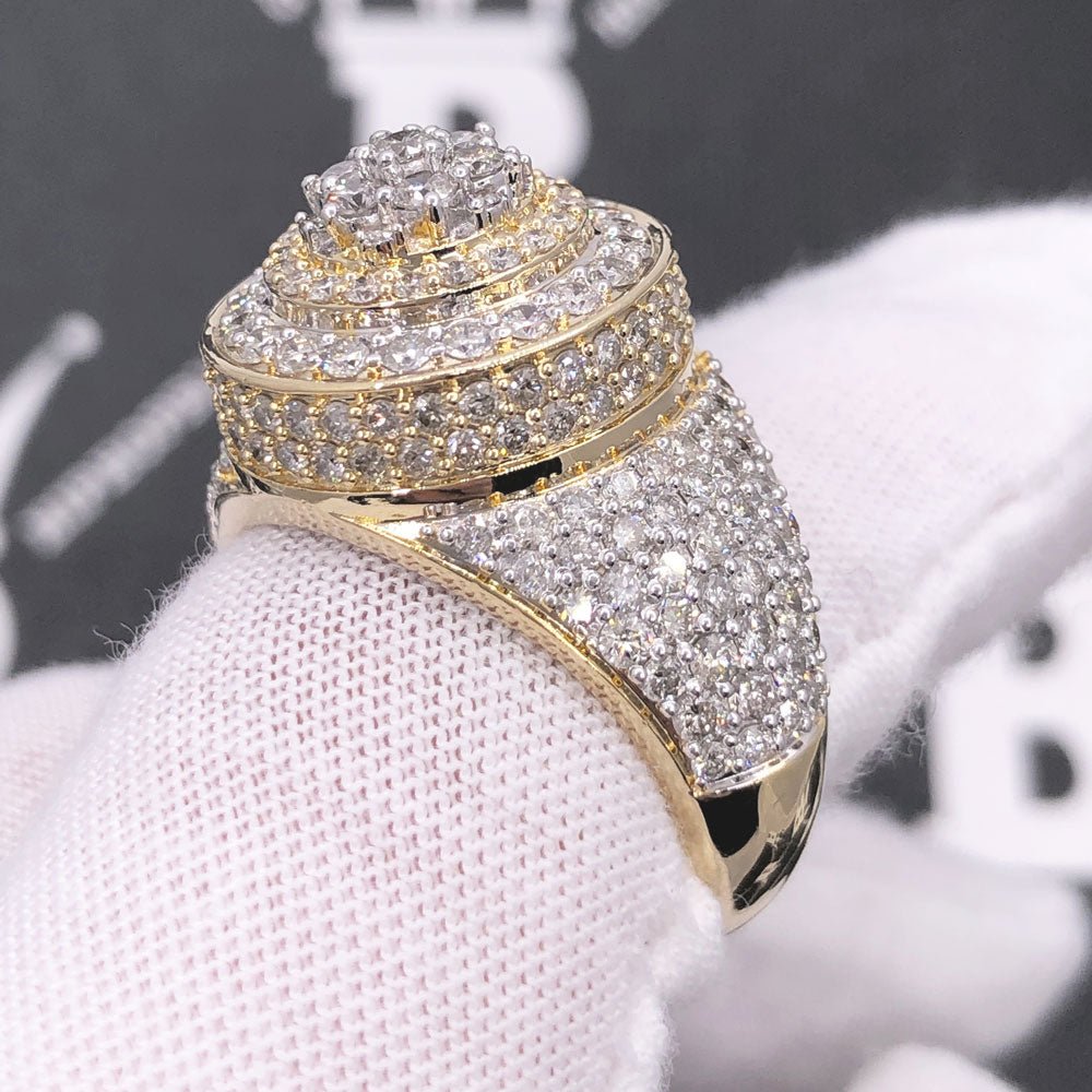 Layered Cluster 3.55cttw Diamond Ring 10K Yellow Gold HipHopBling