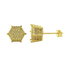 Lemonade 3D Pentagon Iced Out CZ Earrings HipHopBling