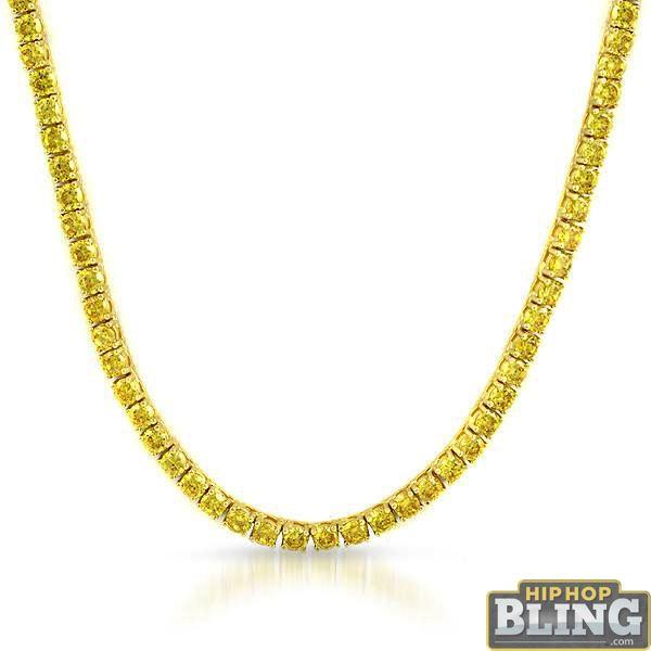 Lemonade 6MM CZ Gold Stainless Steel Tennis Chain 20 HipHopBling