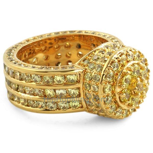 Lemonade Cluster Custom CZ Bling Bling Ring 7 HipHopBling