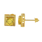 Lemonade Square Halo Bling Bling CZ Earrings HipHopBling