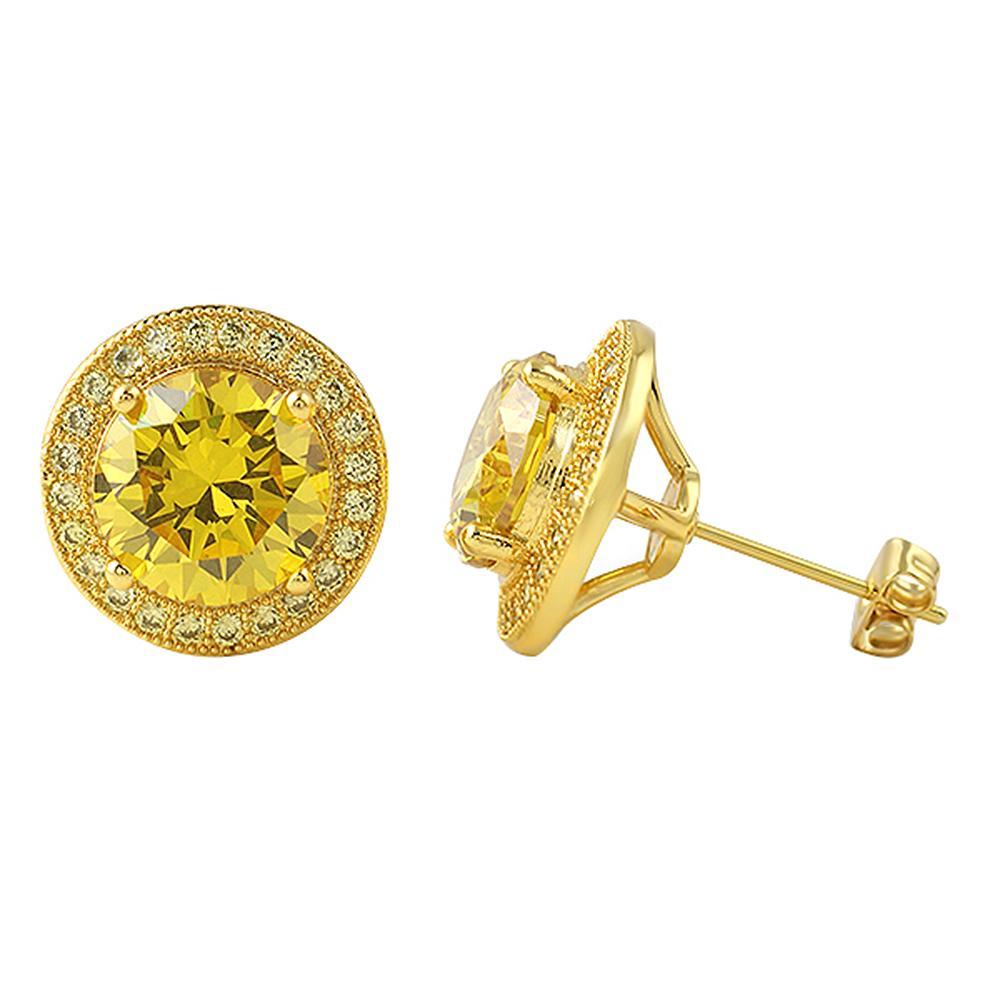 Lemonade XL Halo Bling Bling Solitaire CZ Earrings HipHopBling