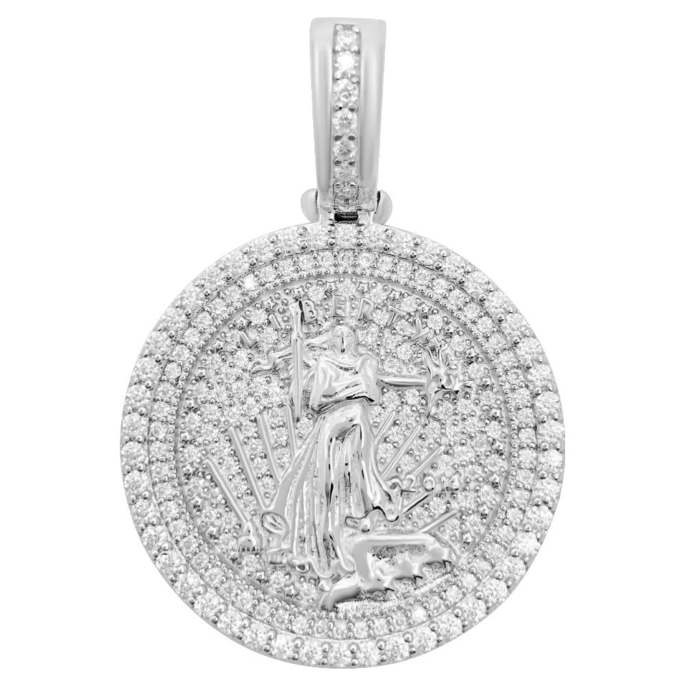 Liberty Round 1.50 Carat VVS Moissanite Pendant .925 Sterling Silver HipHopBling