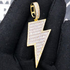 Lightning Bolt Baguette VVS CZ Hip Hop Iced Out Pendant Yellow Gold HipHopBling
