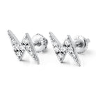 Lightning Bolt CZ Iced Out Earrings .925 Sterling Silver Yellow Gold HipHopBling
