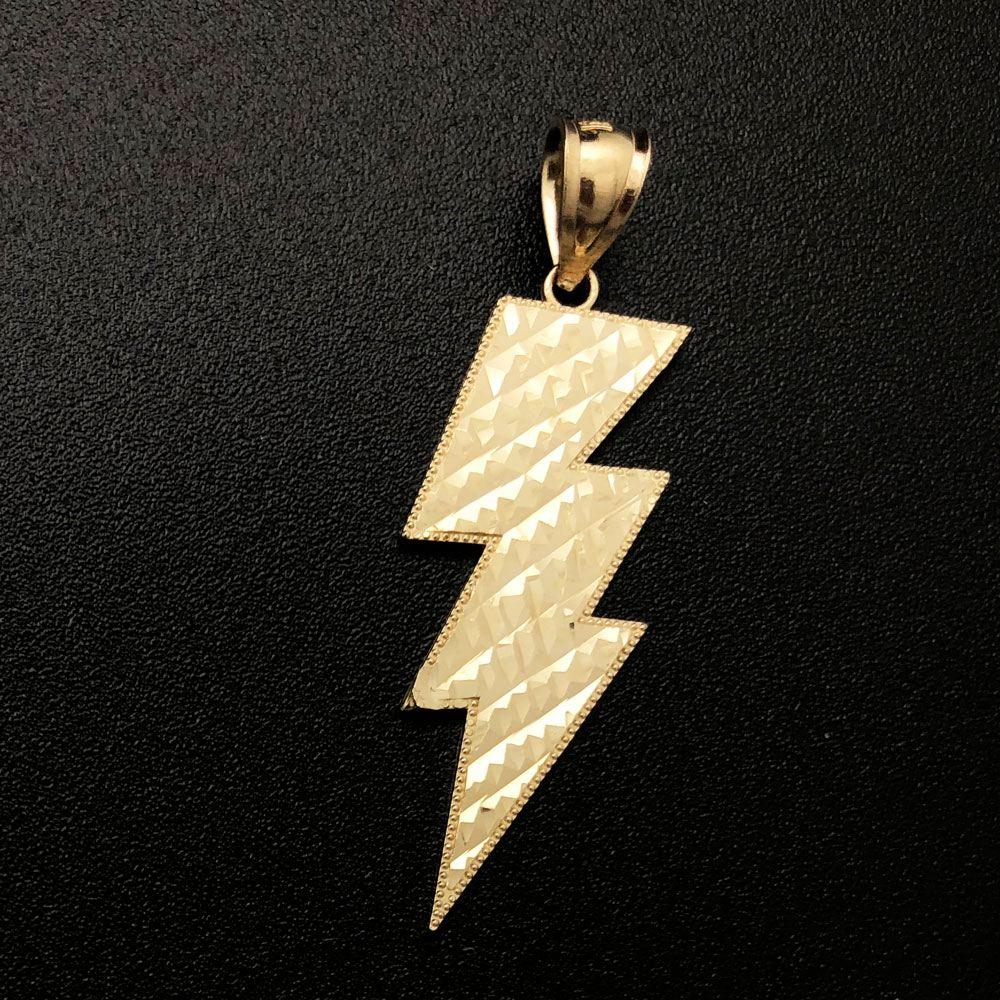 Lightning Bolt DC 10K Yellow Gold Pendant HipHopBling