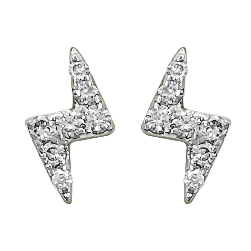 Lightning Bolt Diamond Earrings .10cttw 10K Gold 10K White Gold HipHopBling