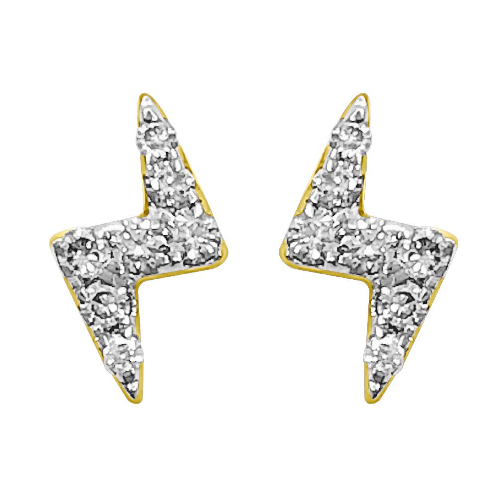 Lightning Bolt Diamond Earrings .10cttw 10K Gold 10K Yellow Gold HipHopBling