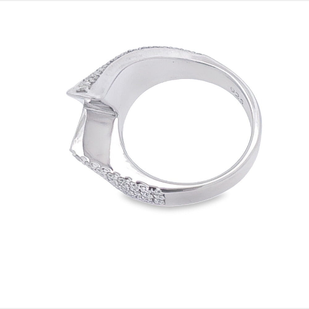 Lightning Bolt Iced Out VVS Moissanite Ring .925 Sterling Silver White Gold 7 HipHopBling