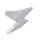 Lightning Bolt Iced Out VVS Moissanite Ring .925 Sterling Silver White Gold 7 HipHopBling