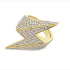 Lightning Bolt Iced Out VVS Moissanite Ring .925 Sterling Silver Yellow Gold 7 HipHopBling