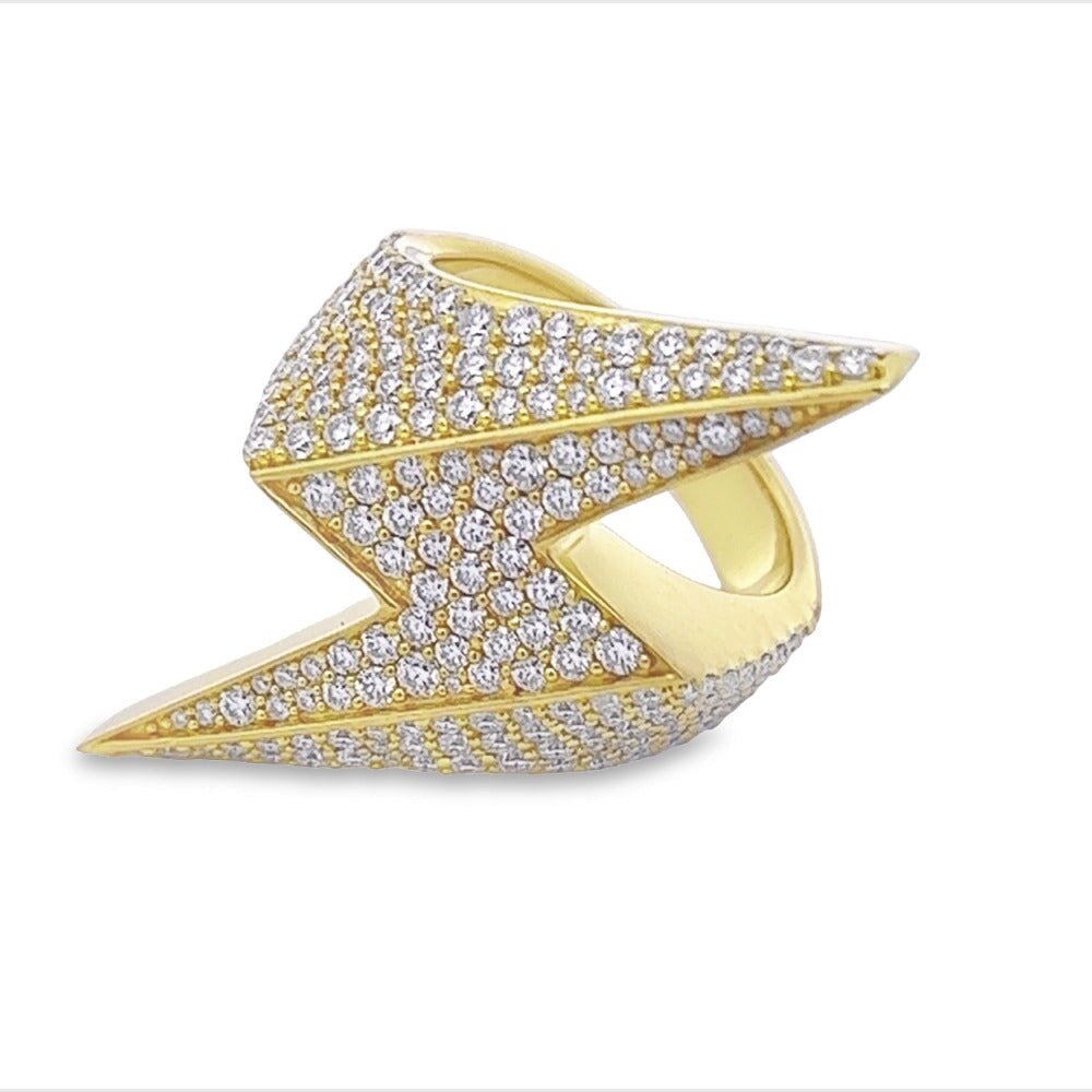 Lightning Bolt Iced Out VVS Moissanite Ring .925 Sterling Silver Yellow Gold 7 HipHopBling