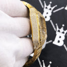 Limited Edition Iced Out Square CZ Steel Bust Down Watch Yellow Gold HipHopBling